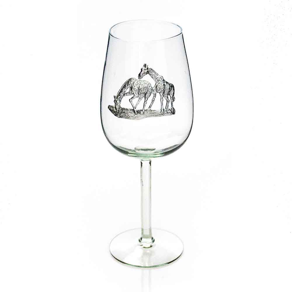 Bordeaux Glass - Pewter Giraffe On Bowl