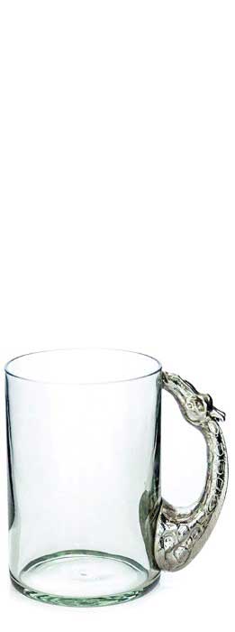 B-07 - Large Beermug Giraffe Pewter Handle