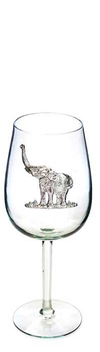 BR-BO-01-P - Bordeaux Glass - Pewter Elephant On Bowl
