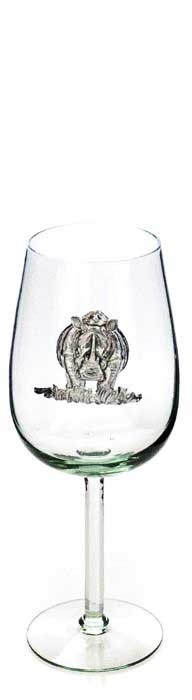 BR-BO-02-P - Bordeaux Glass -Pewter Rhino On Bowl