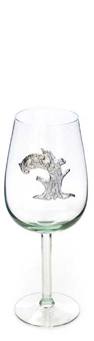 BR-BO-033-P - Bordeaux Glass - Pewter Leopard On Bowl