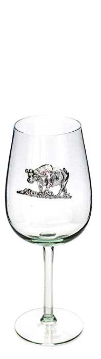 BR-BO-04-P - Bordeaux Glass - Pewter Buffalo On Bowl