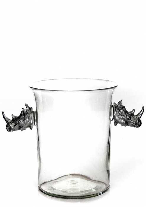 IB-02-P - Ice Bucket With Pewter Rhino Heads