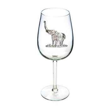 Bordeaux Glass - Pewter Elephant On Bowl