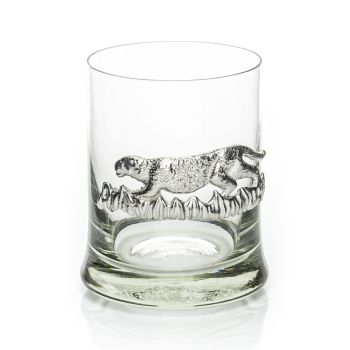 Whiskey Tumbler With Pewter Leopard