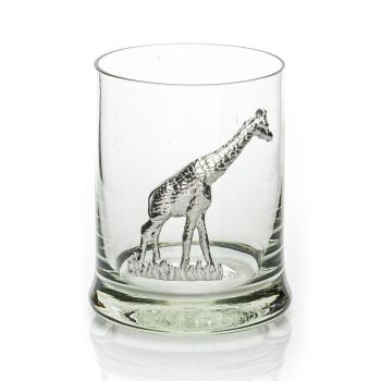 Whiskey Tumbler With Pewter Giraffe